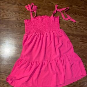 Tie strap hot pink dress